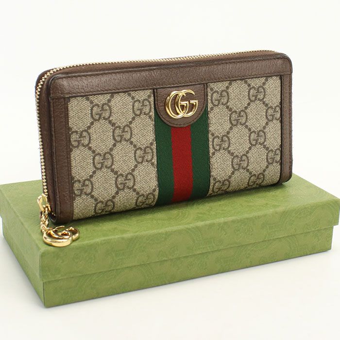 Gucci Zip Around Wallet Ophidia Zip GG Supreme Leather