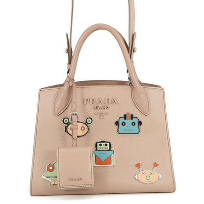 Prada Handbag Robot Motif Saffiano Leather 2-Way
