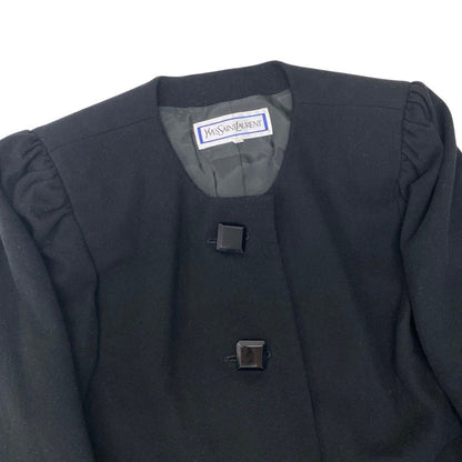 Saint Laurent Wool Short Jacket Puff Sleeves M Black — view 5