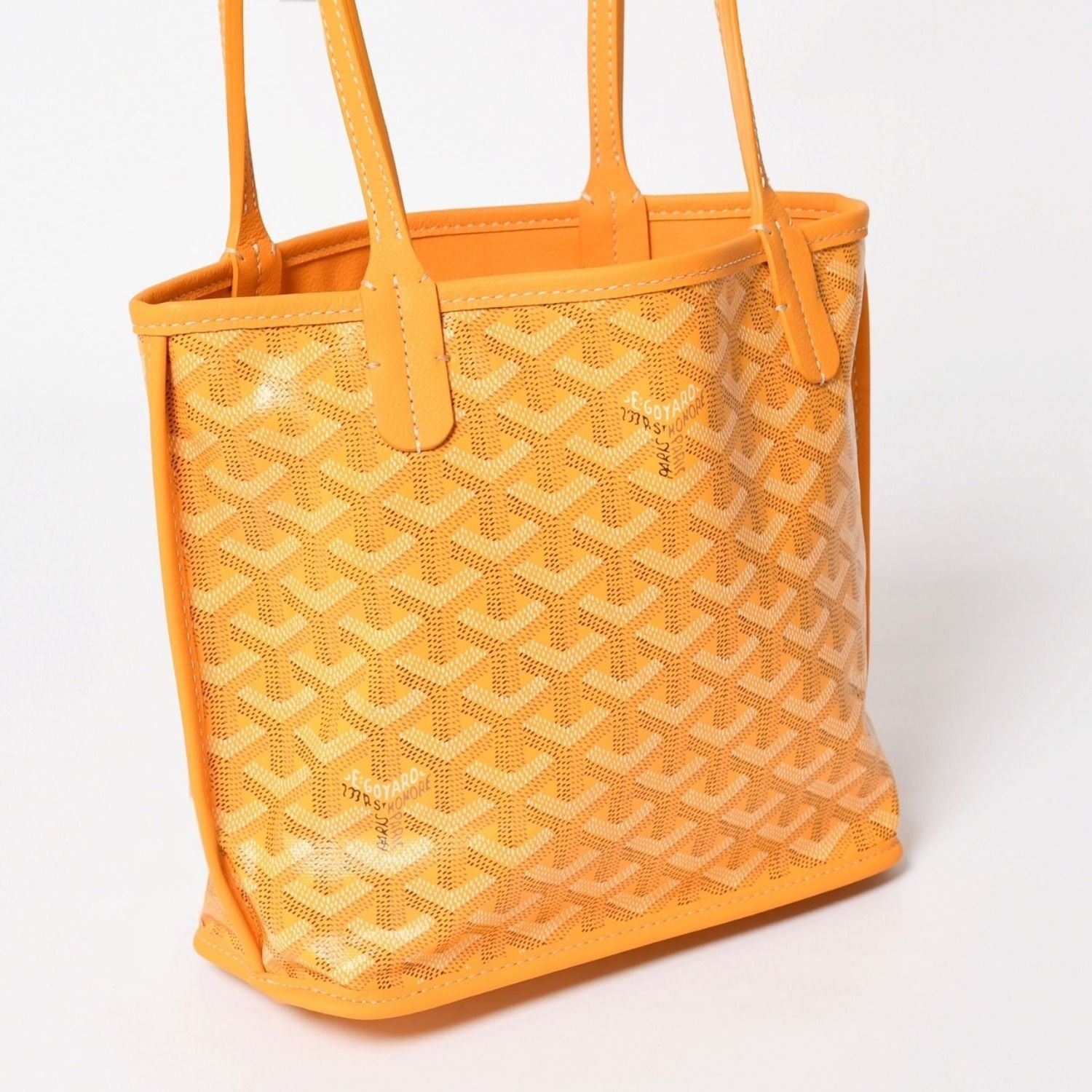 Goyard Angers Mini Tote Yellow Handbag Calfskin Din Canvas — view 3