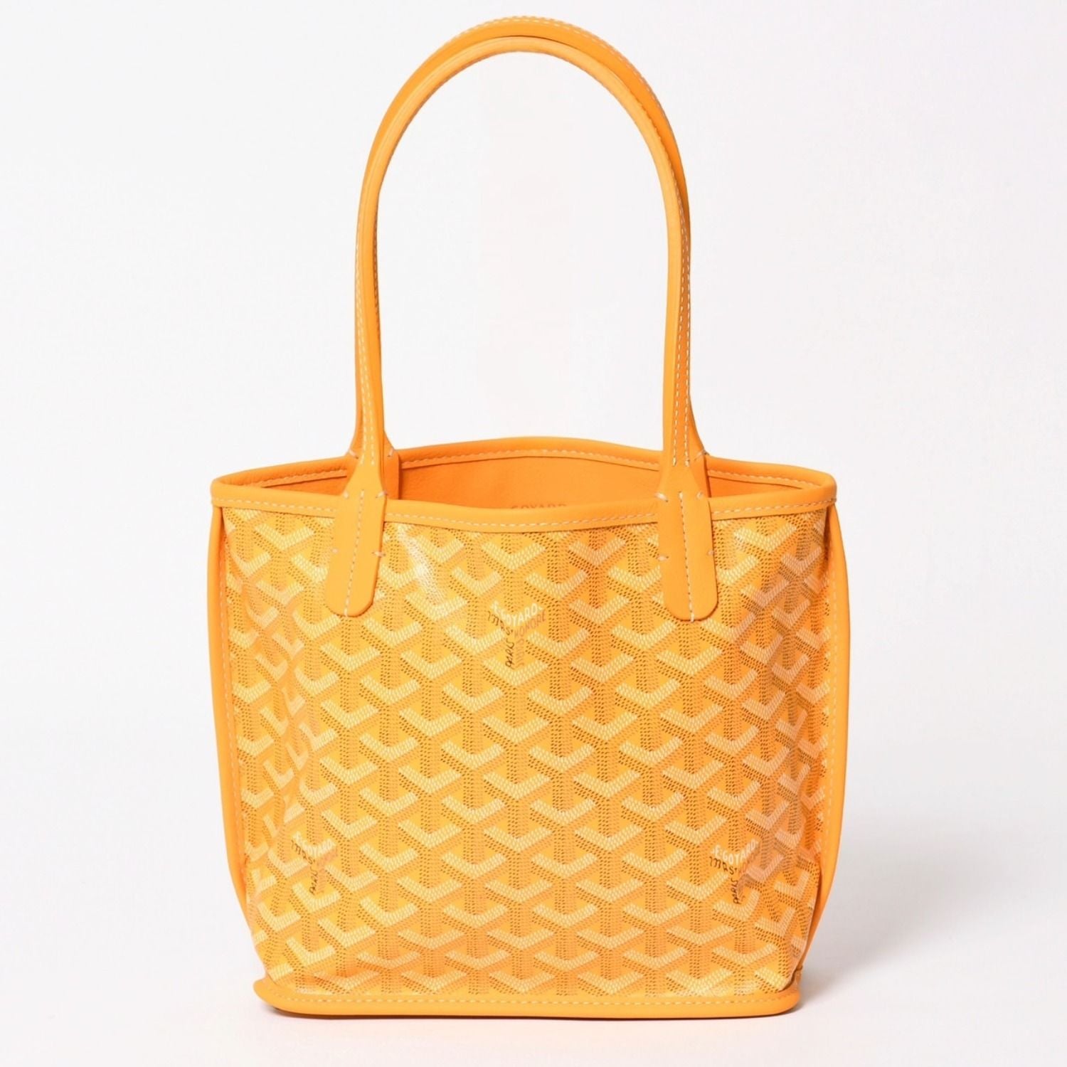 Goyard Angers Mini Tote Yellow Handbag Calfskin Din Canvas