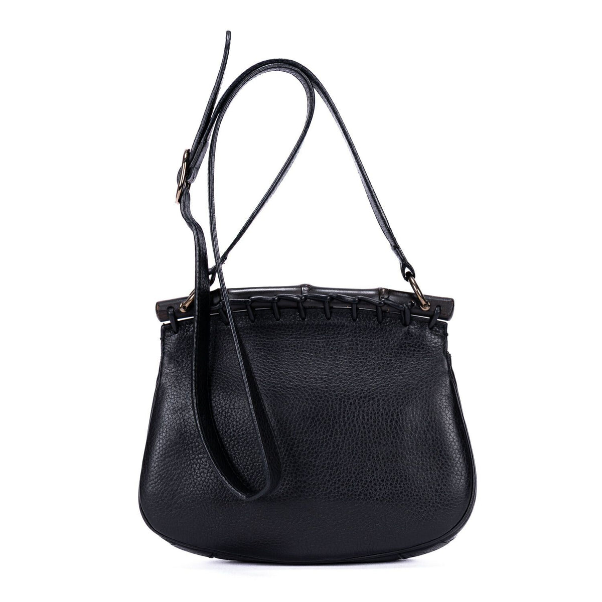 Gucci Bamboo Nouveau Fringe Small Crossbody Black Spike Calfskin Leather — view 5