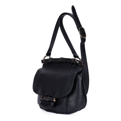 Gucci Bamboo Nouveau Fringe Small Crossbody Black Spike Calfskin Leather — view 2