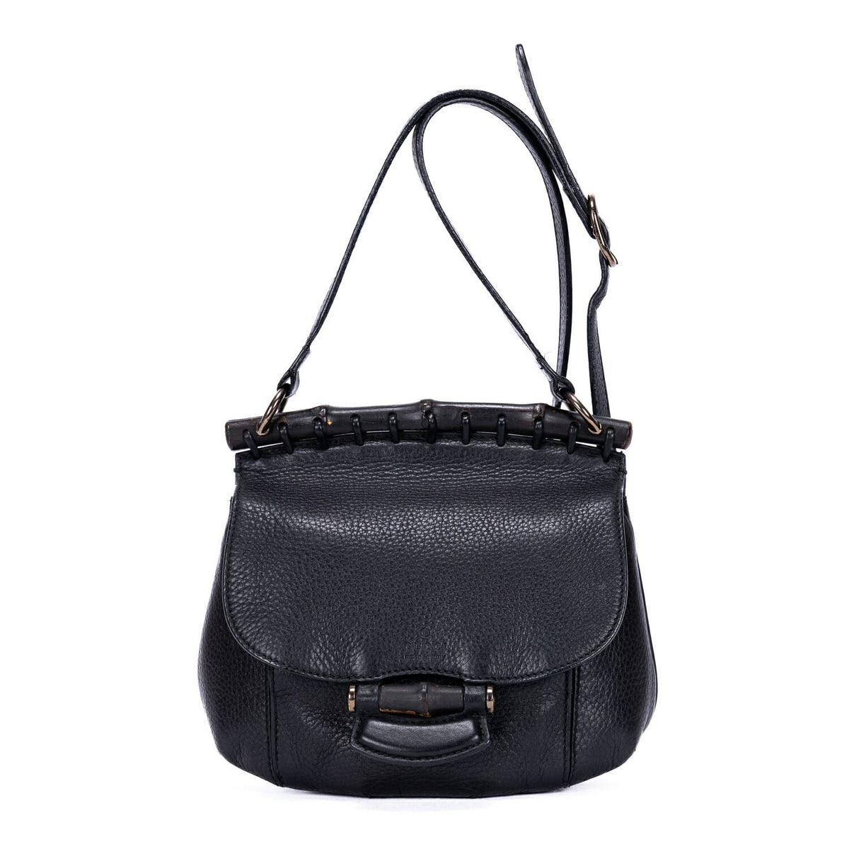 Gucci Bamboo Nouveau Fringe Small Crossbody Black Spike Calfskin Leather