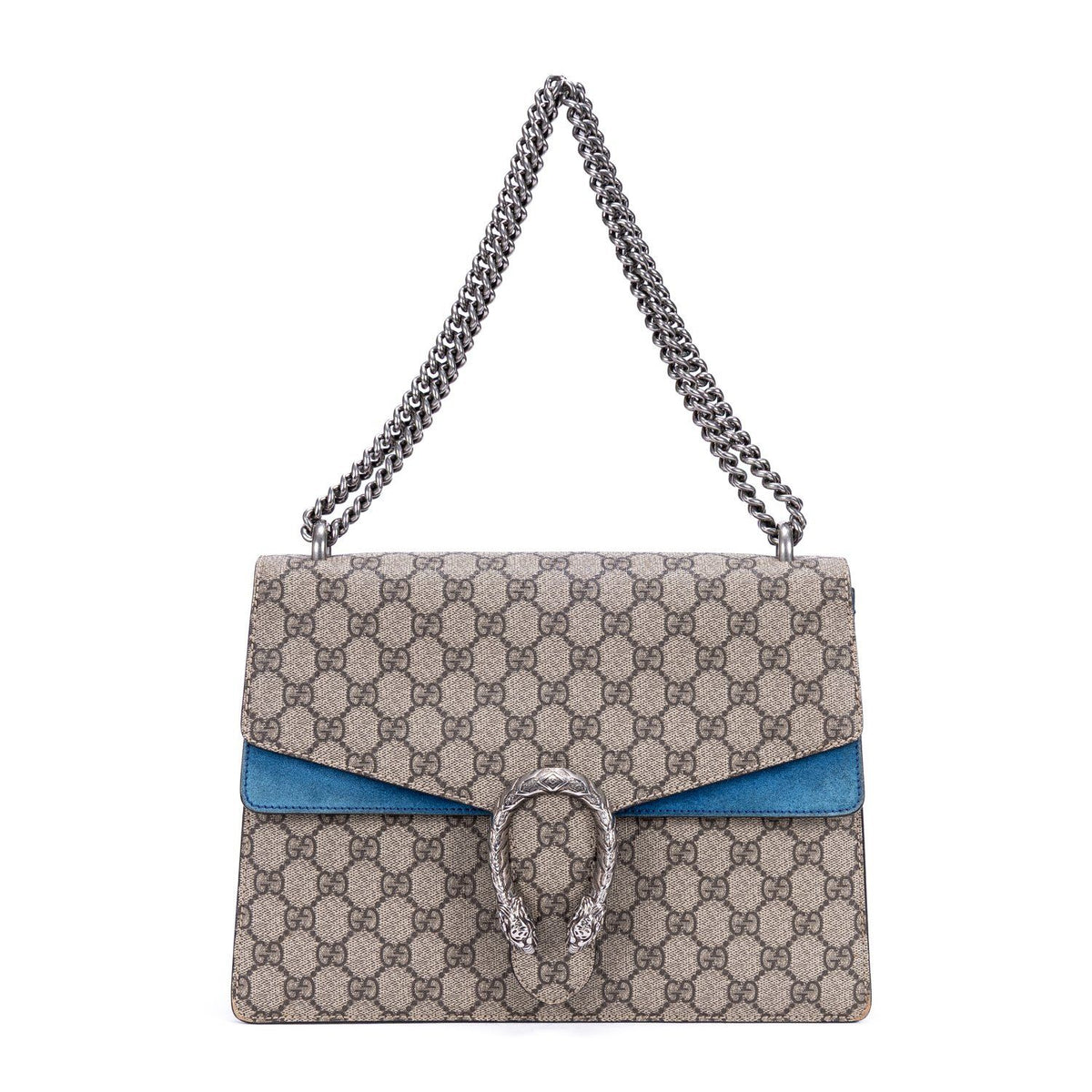 Gucci Tiger Dionysus Chain Crossbody Beige Blue Supreme Canvas