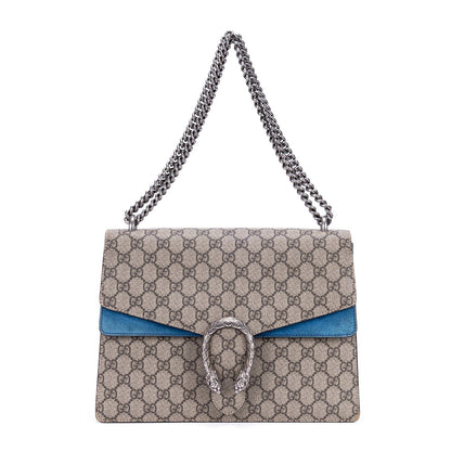 Gucci Tiger Dionysus Chain Crossbody Beige Blue Supreme Canvas