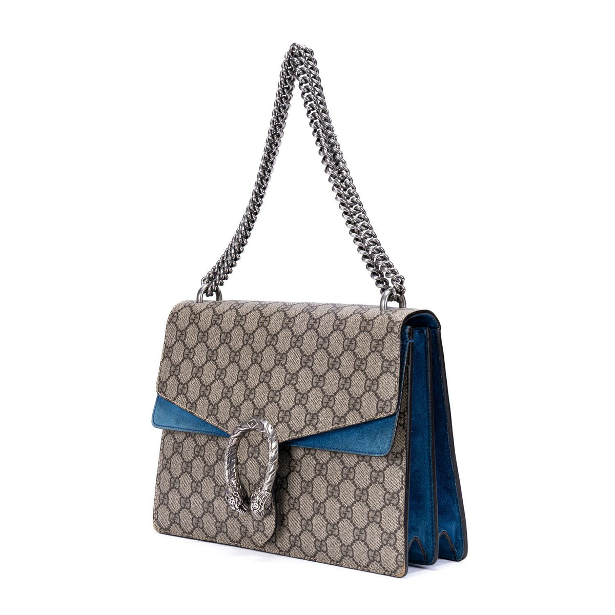 Gucci Tiger Dionysus Chain Crossbody Beige Blue Supreme Canvas — view 2
