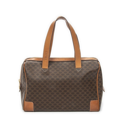 Celine Vintage Small Boston Brown Tan Macadam Canvas Shoulder Bag — view 5
