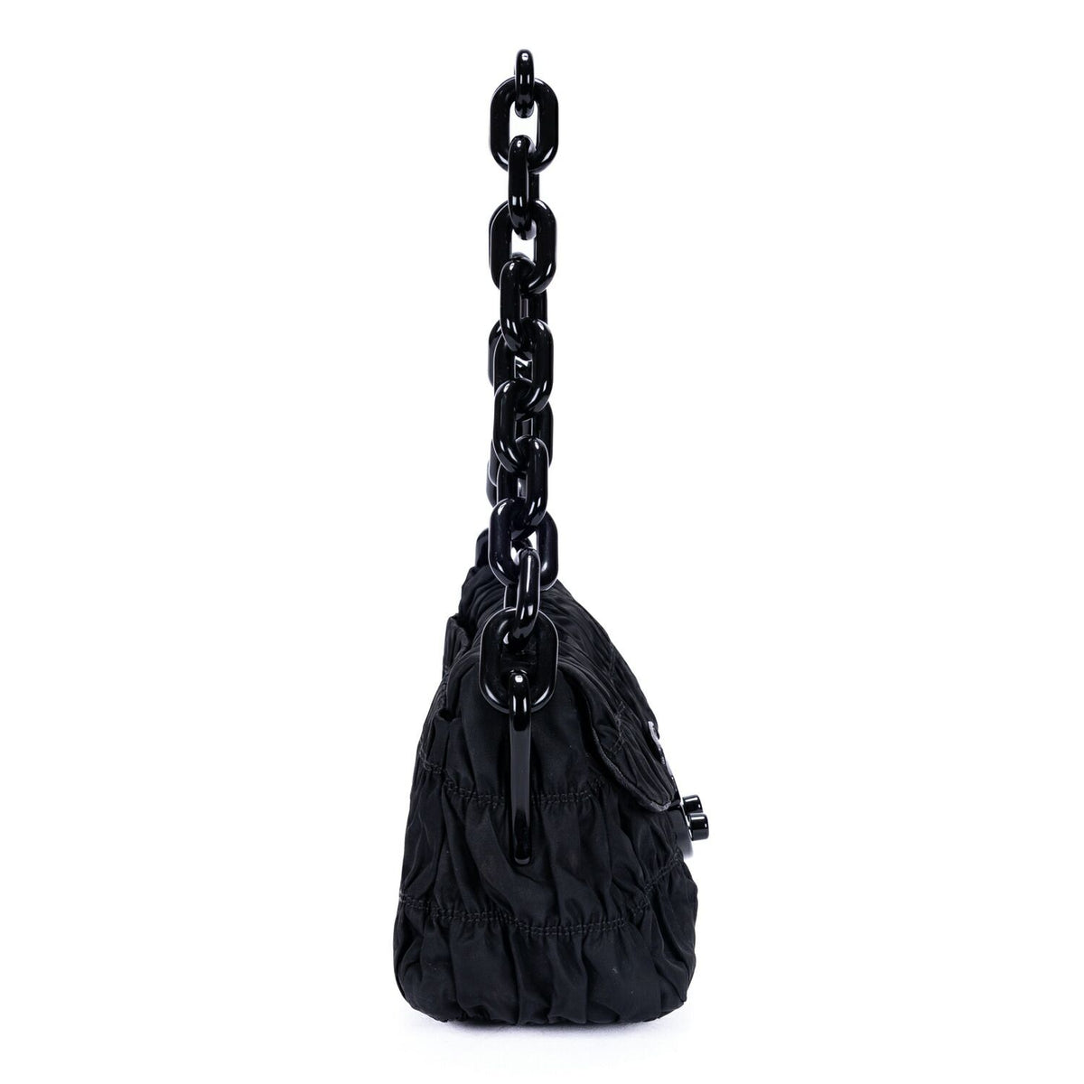 Prada Tessuto Gaufre Chain Bag Black Nylon Canvas — view 4