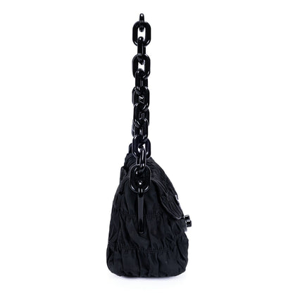 Prada Tessuto Gaufre Chain Bag Black Nylon Canvas — view 4