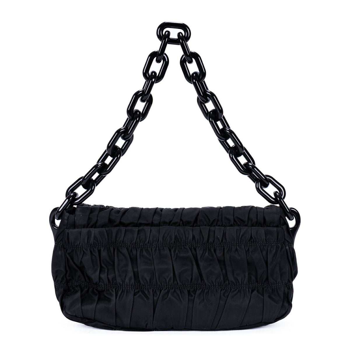 Prada Tessuto Gaufre Chain Bag Black Nylon Canvas — view 5