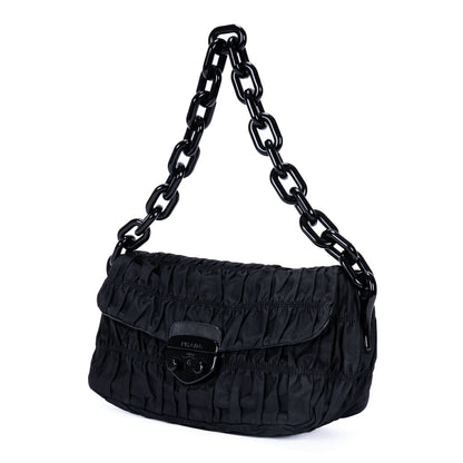 Prada Tessuto Gaufre Chain Bag Black Nylon Canvas — view 2