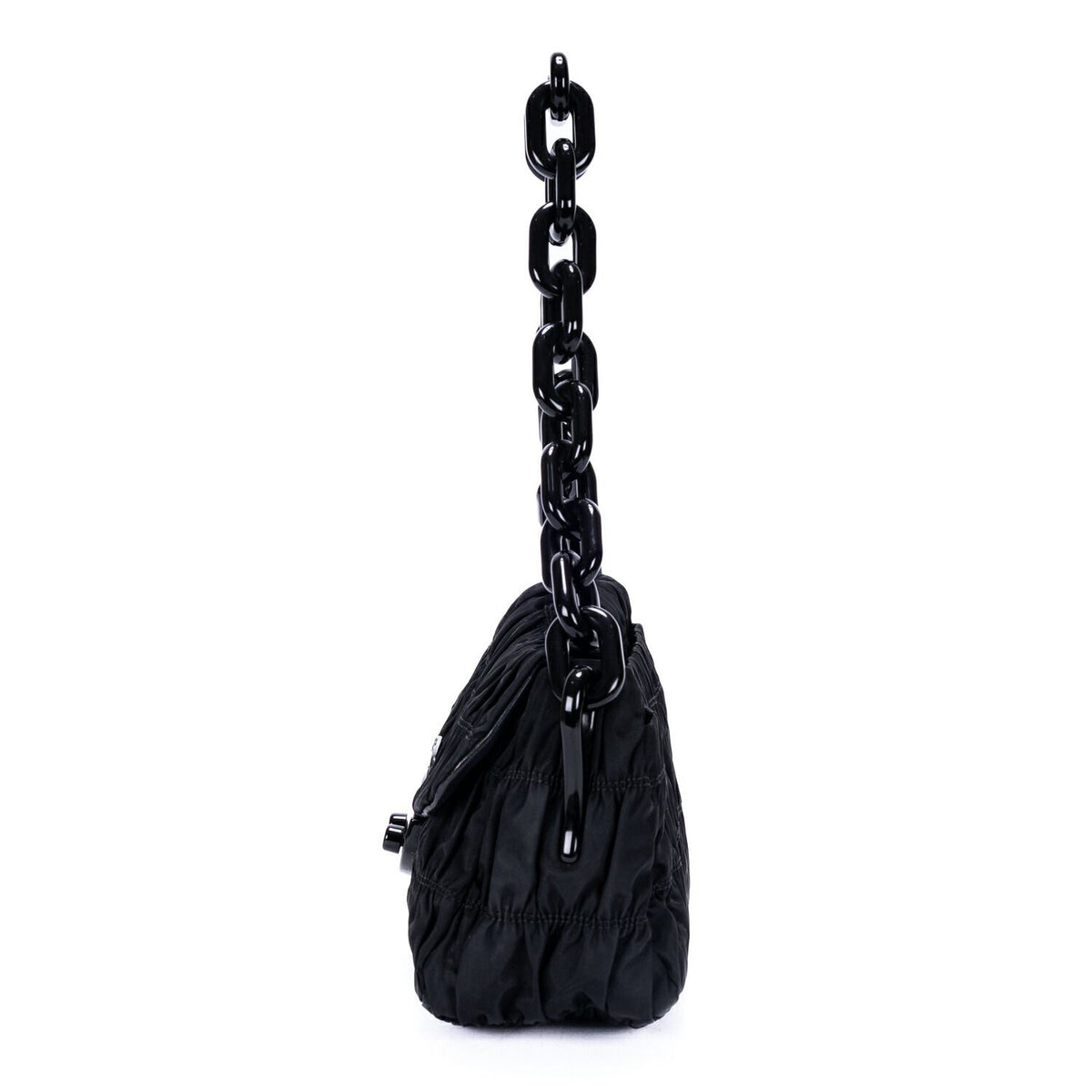 Prada Tessuto Gaufre Chain Bag Black Nylon Canvas — view 3