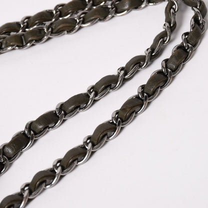 Chanel Shoulder Bag CC Logo Nordic Pattern Chain Silver Green — view 4