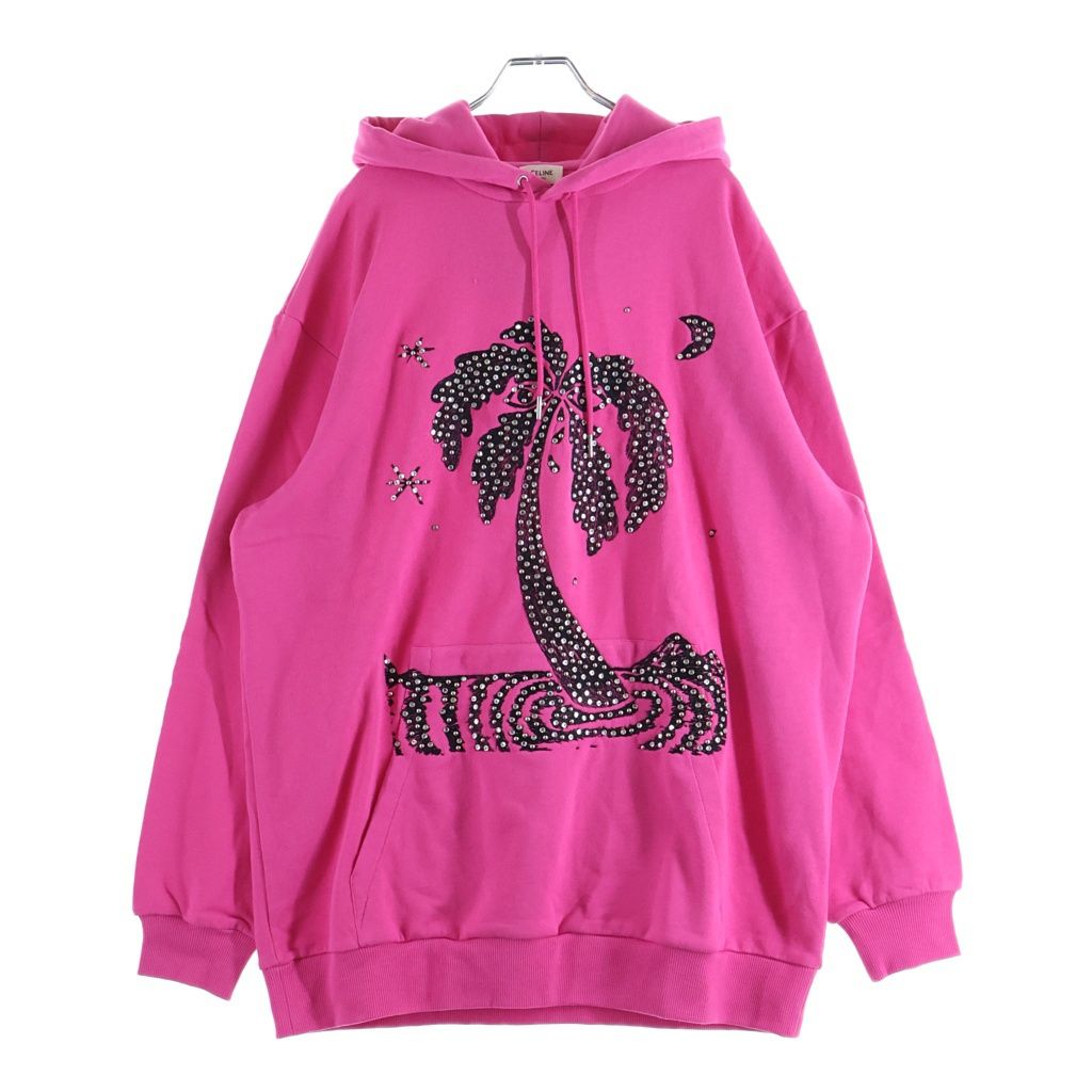 Celine Palm Tree Studded Hoodie Pullover Pink