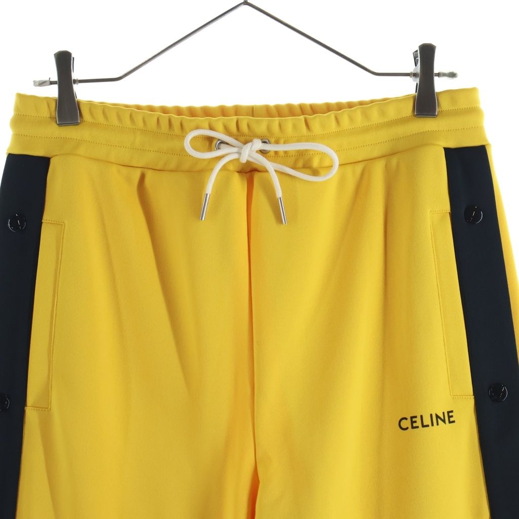 Celine Front Logo Embroidery Side Snap Button Track Pants Yellow — view 3