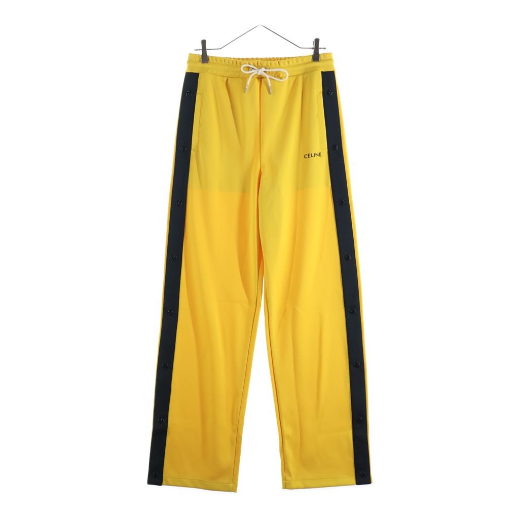 Celine Front Logo Embroidery Side Snap Button Track Pants Yellow