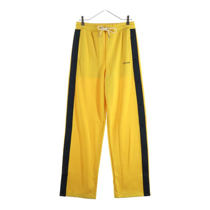 Celine Front Logo Embroidery Side Snap Button Track Pants Yellow
