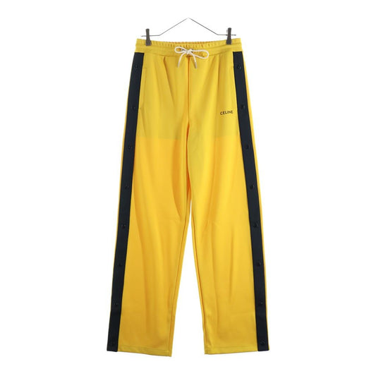 Celine Front Logo Embroidery Side Snap Button Track Pants Yellow