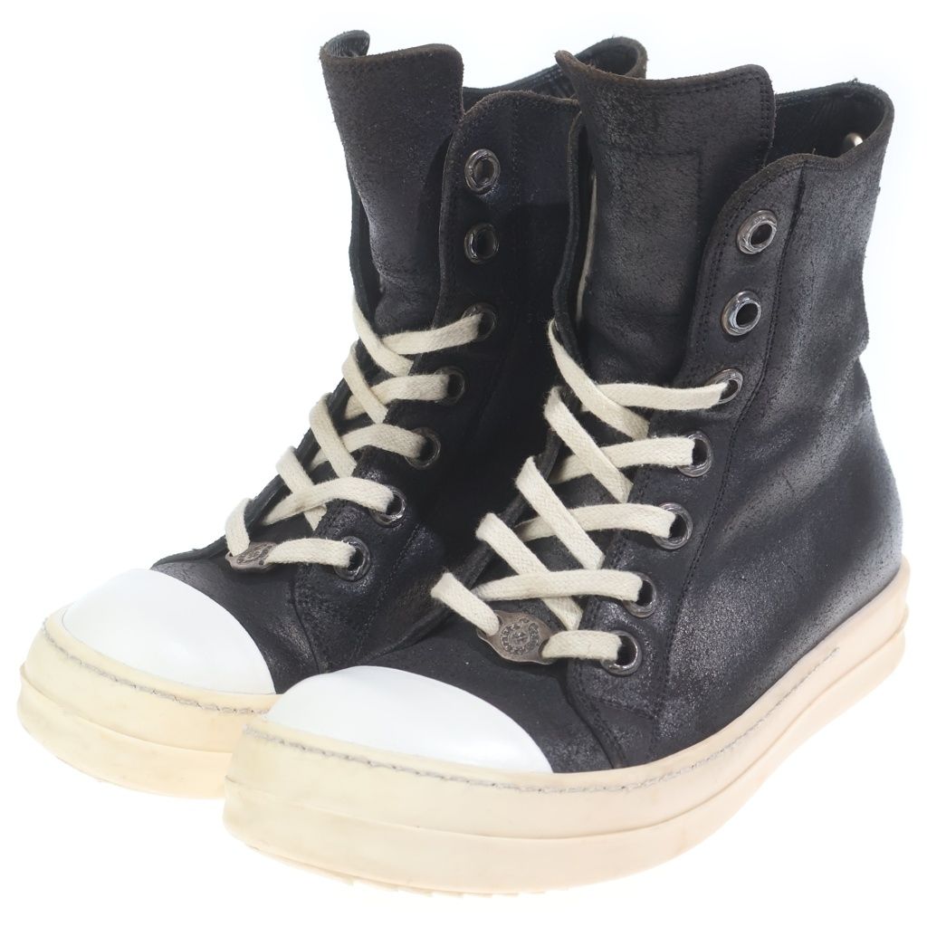 Chrome Hearts Ramones Silver Decorative Leather High Cut Sneakers Black — view 2