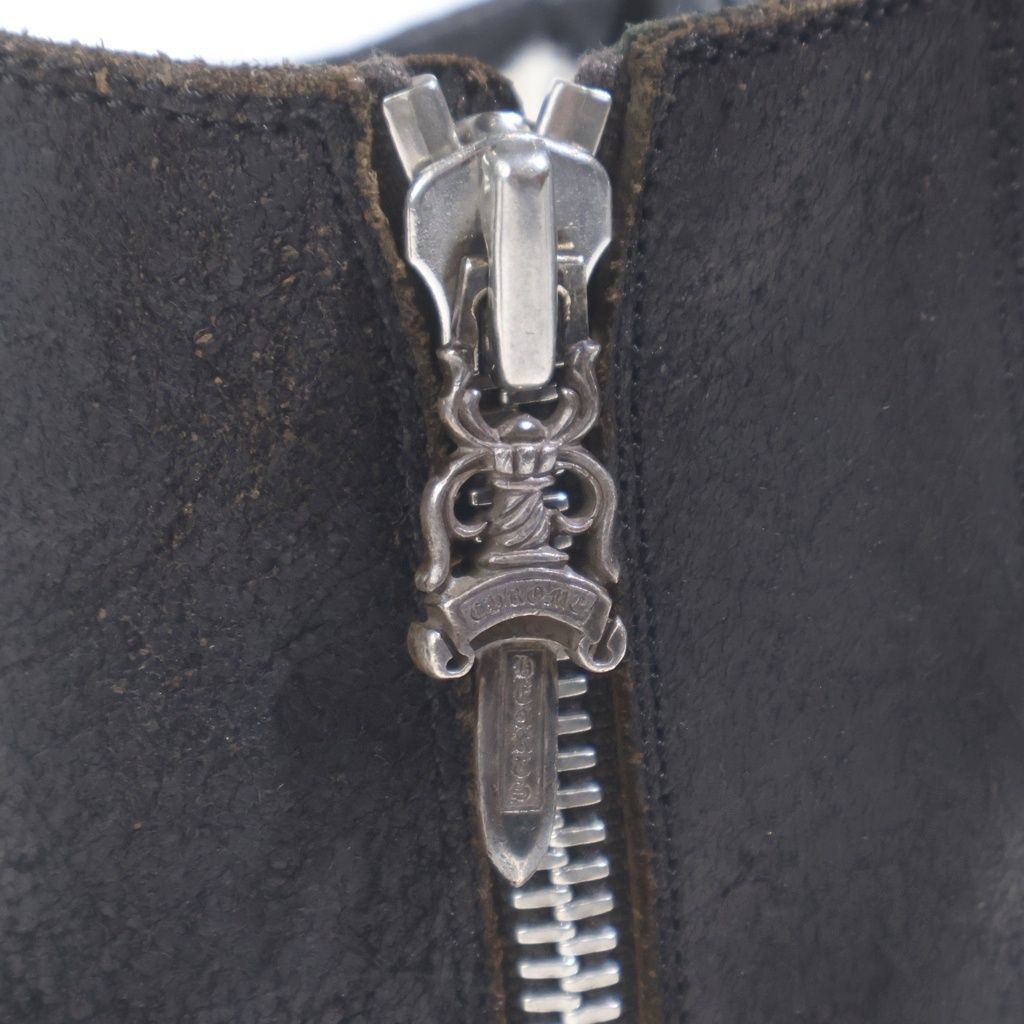 Chrome Hearts Ramones Silver Decorative Leather High Cut Sneakers Black — view 6