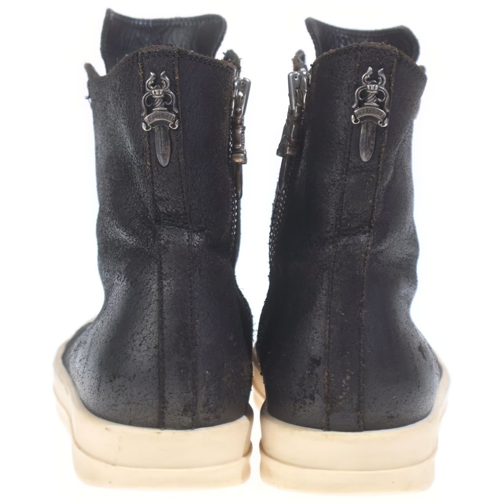 Chrome Hearts Ramones Silver Decorative Leather High Cut Sneakers Black — view 3