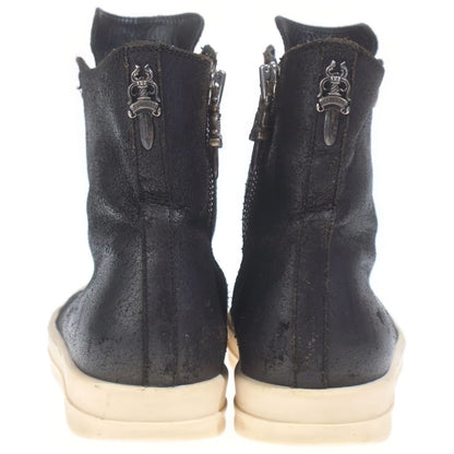 Chrome Hearts Ramones Silver Decorative Leather High Cut Sneakers Black — view 3