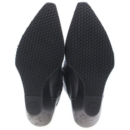 Celine Moon High Rhinestone Decoration Leather Cut Western Boots Black — view 5