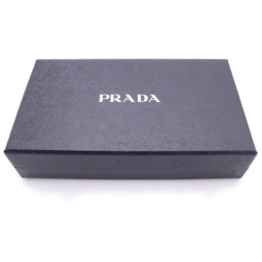 Prada Saffiano All Over Tropical Pattern Quilted Ground Round Zip Wallet Black — view 7
