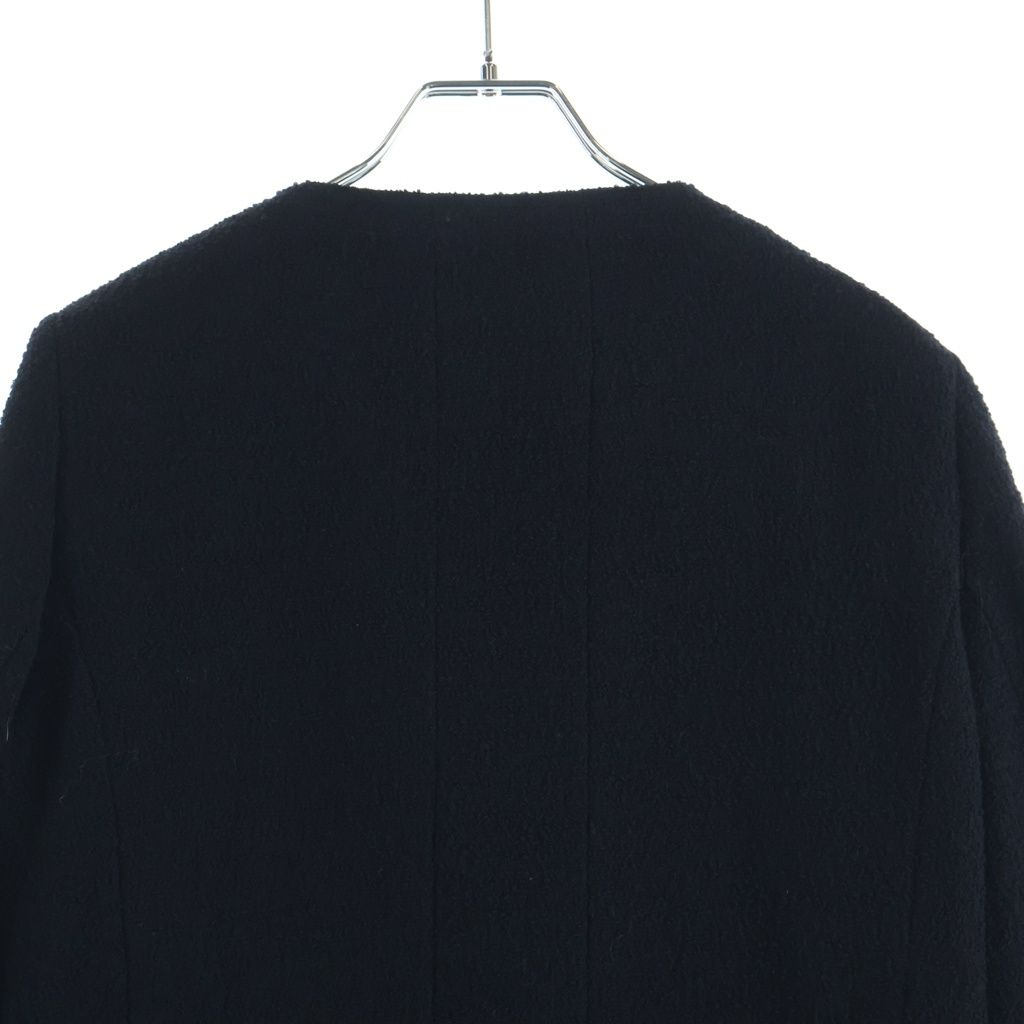Chanel Wool Tweed Collarless Jacket Black — view 4