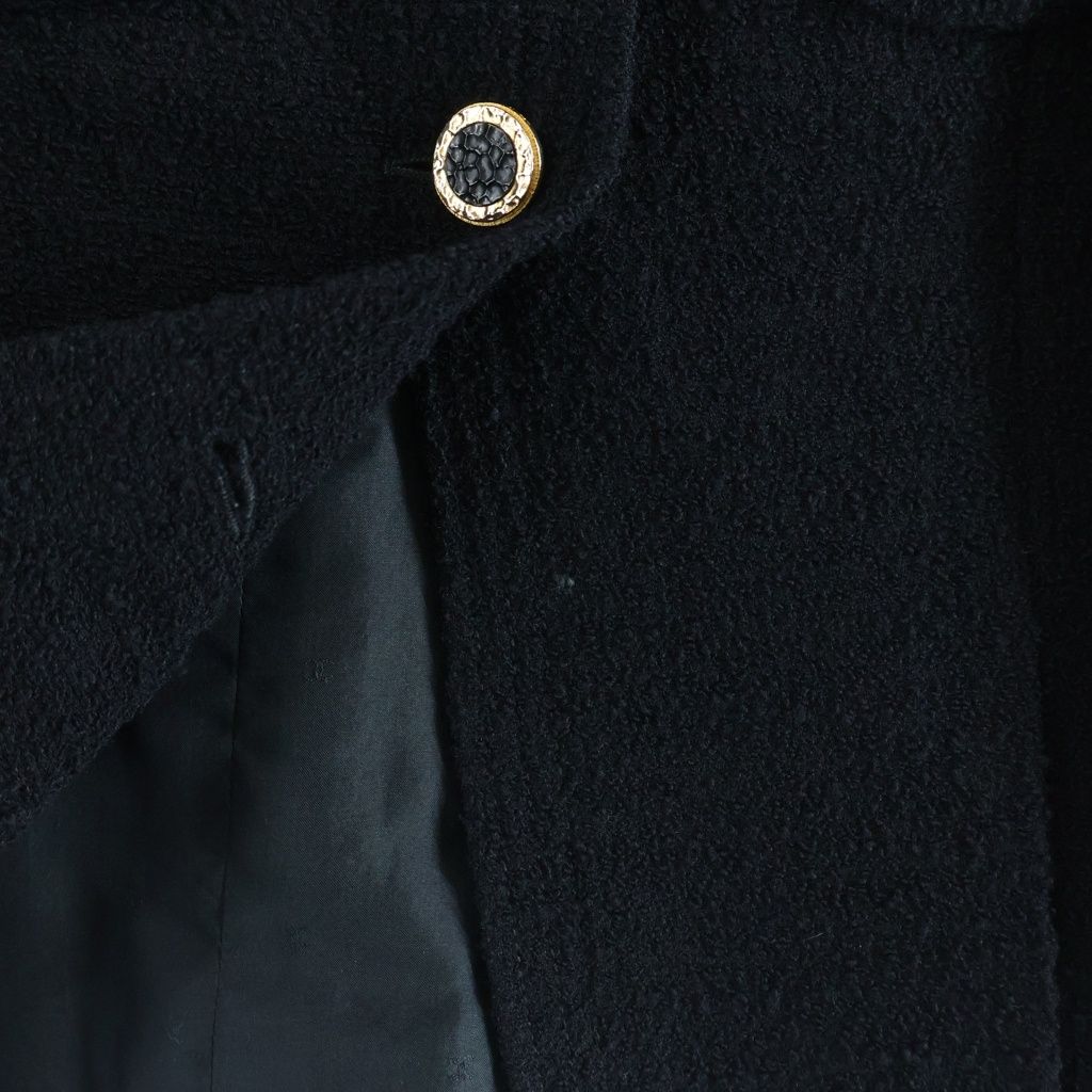 Chanel Wool Tweed Collarless Jacket Black — view 5
