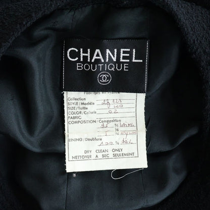 Chanel Wool Tweed Collarless Jacket Black — view 8
