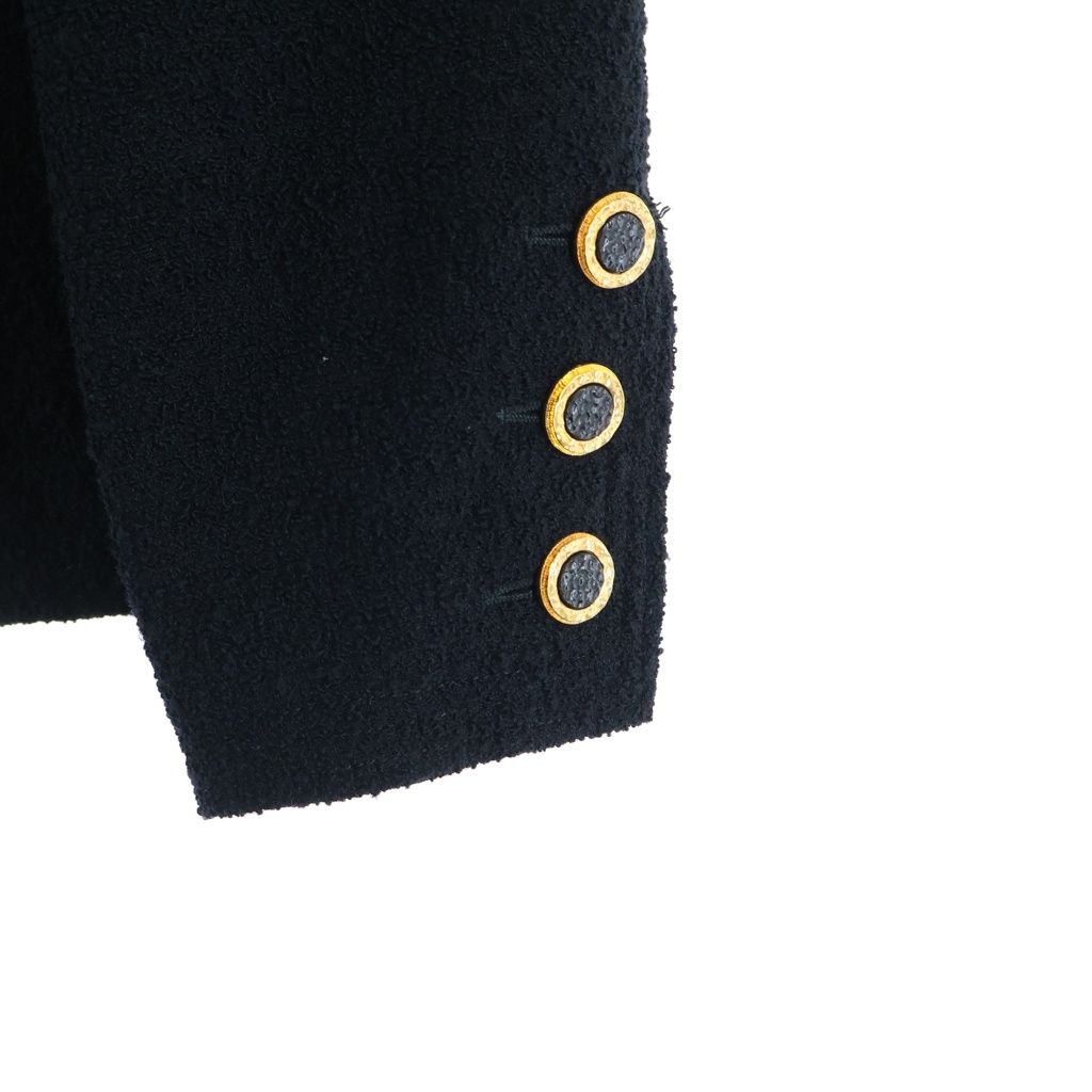 Chanel Wool Tweed Collarless Jacket Black — view 6