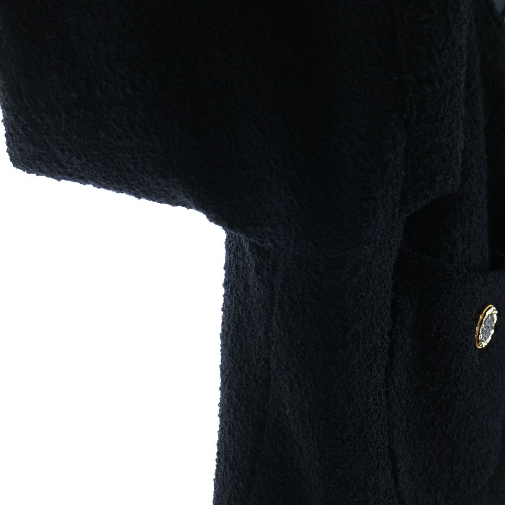 Chanel Wool Tweed Collarless Jacket Black — view 7