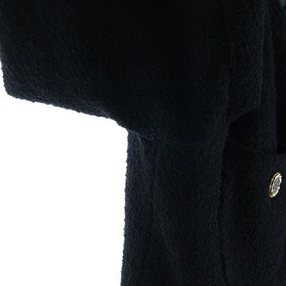 Chanel Wool Tweed Collarless Jacket Black — view 7