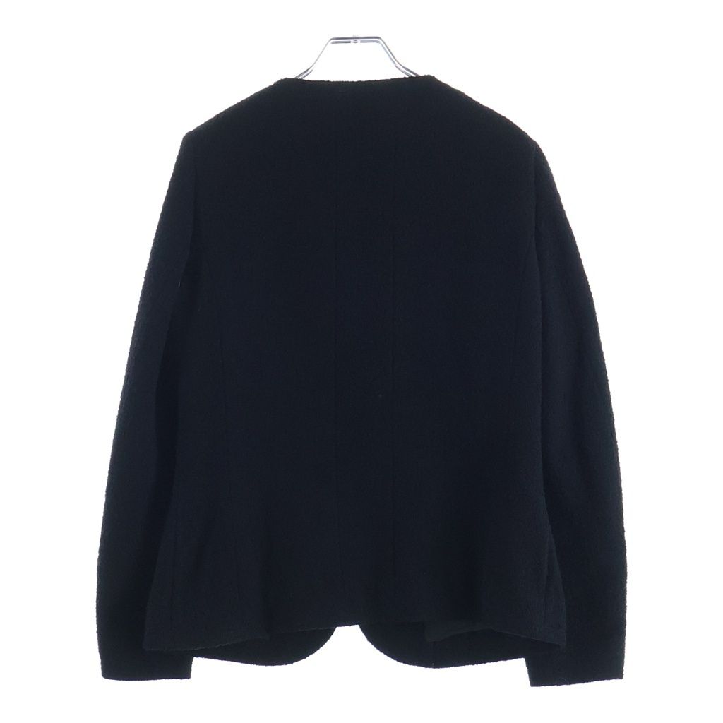 Chanel Wool Tweed Collarless Jacket Black — view 2