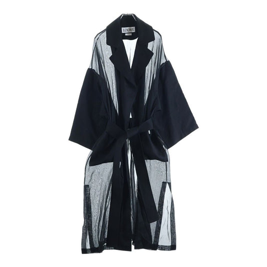 Loewe Linen Orange Belt Coat Black XS