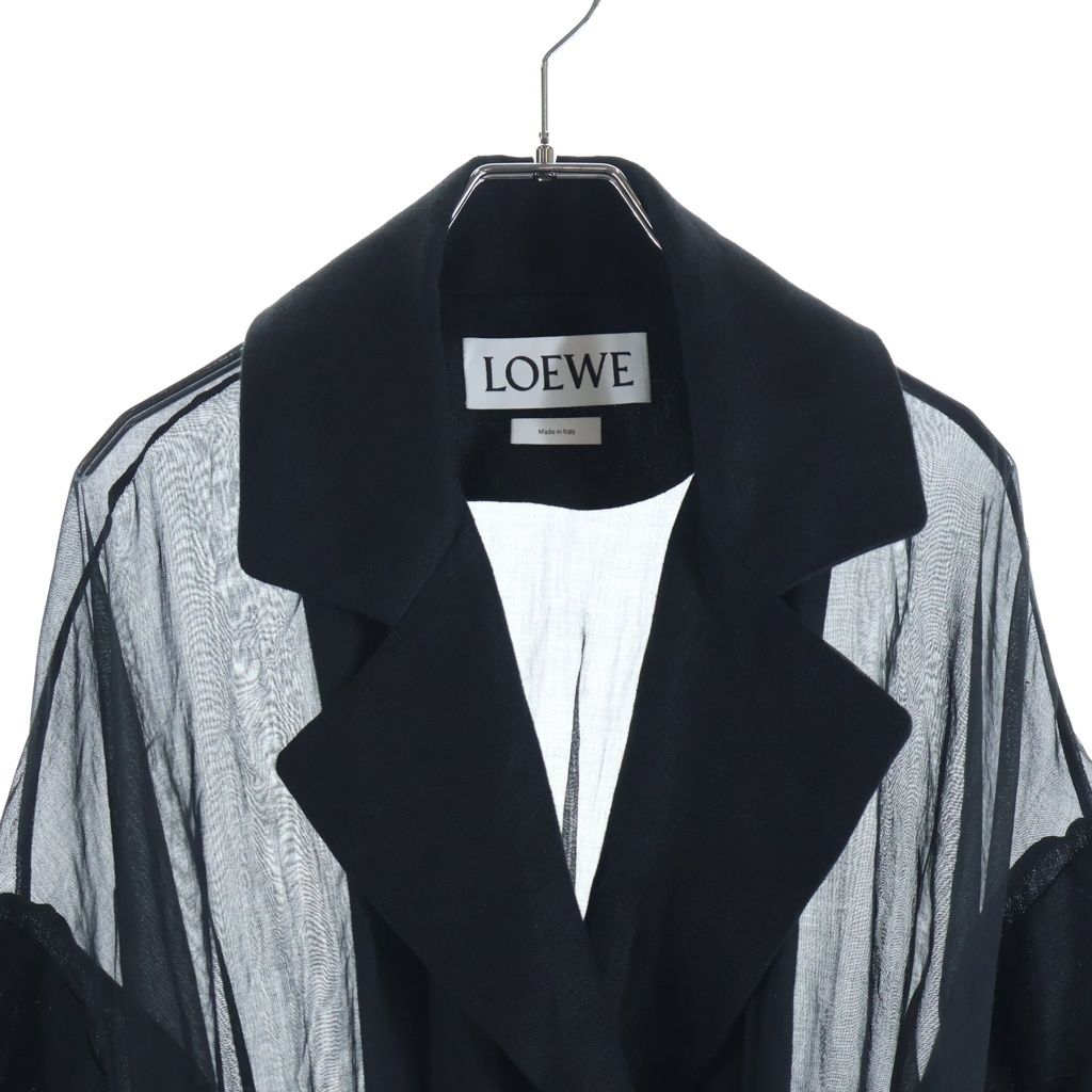 Loewe Linen Orange Belt Coat Black XS — view 3
