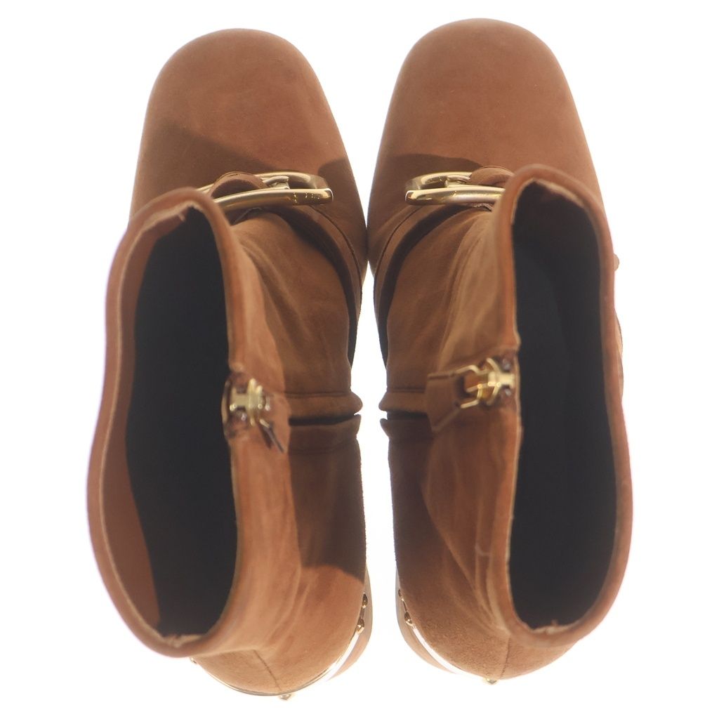 Prada Side Zip Suede Short Boots Brown — view 4