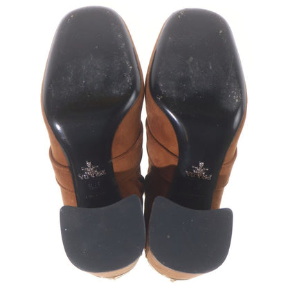 Prada Side Zip Suede Short Boots Brown — view 5