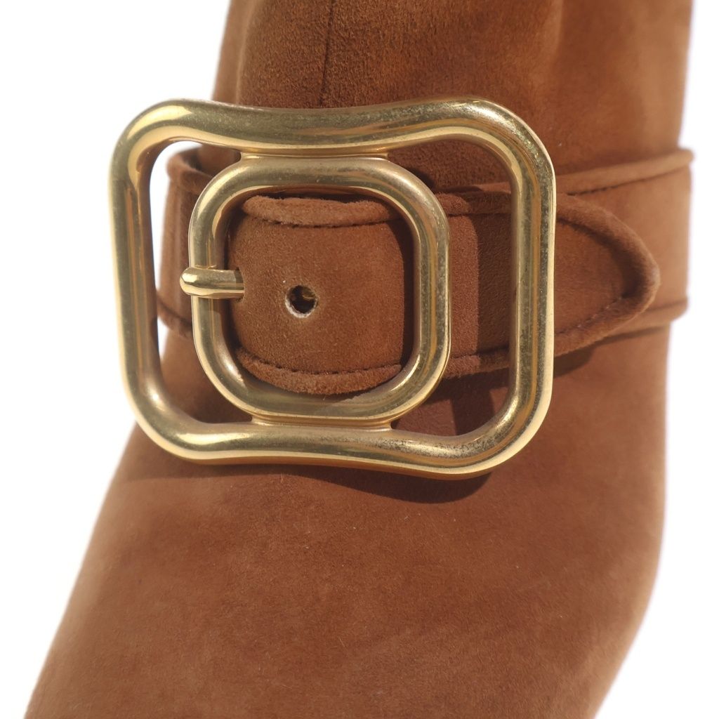 Prada Side Zip Suede Short Boots Brown — view 6