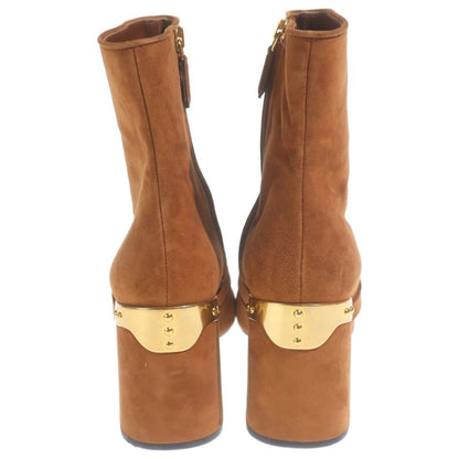 Prada Side Zip Suede Short Boots Brown — view 3