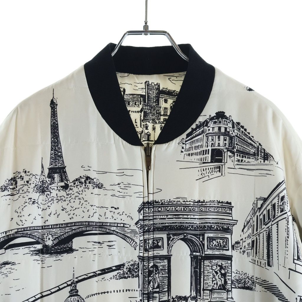 Celine Paris Monaco Landscape Pattern Reversible Jacket Zip Up White Black 38 — view 5