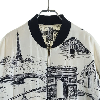 Celine Paris Monaco Landscape Pattern Reversible Jacket Zip Up White Black 38 — view 5