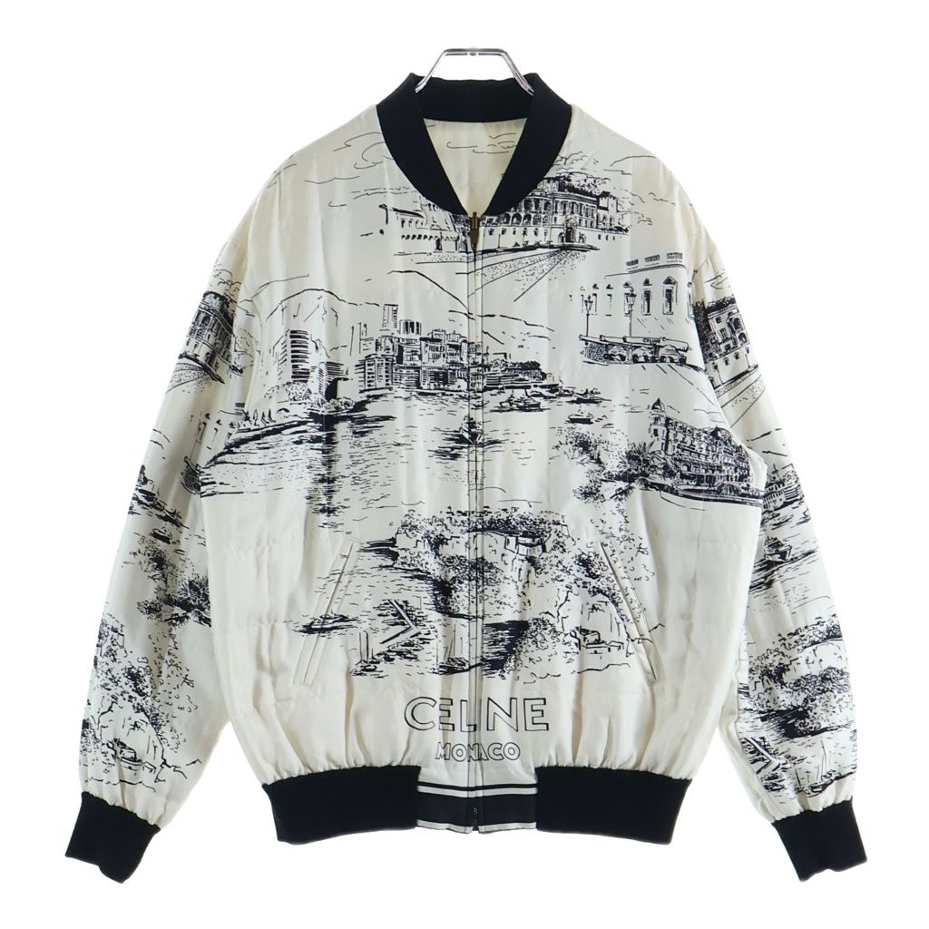 Celine Paris Monaco Landscape Pattern Reversible Jacket Zip Up White Black 38 — view 3