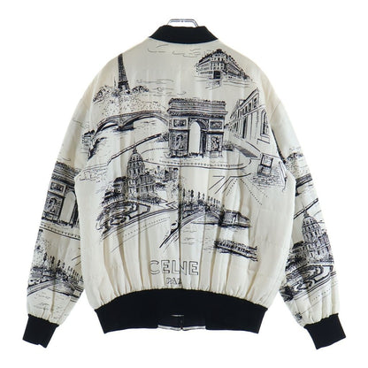 Celine Paris Monaco Landscape Pattern Reversible Jacket Zip Up White Black 38 — view 2