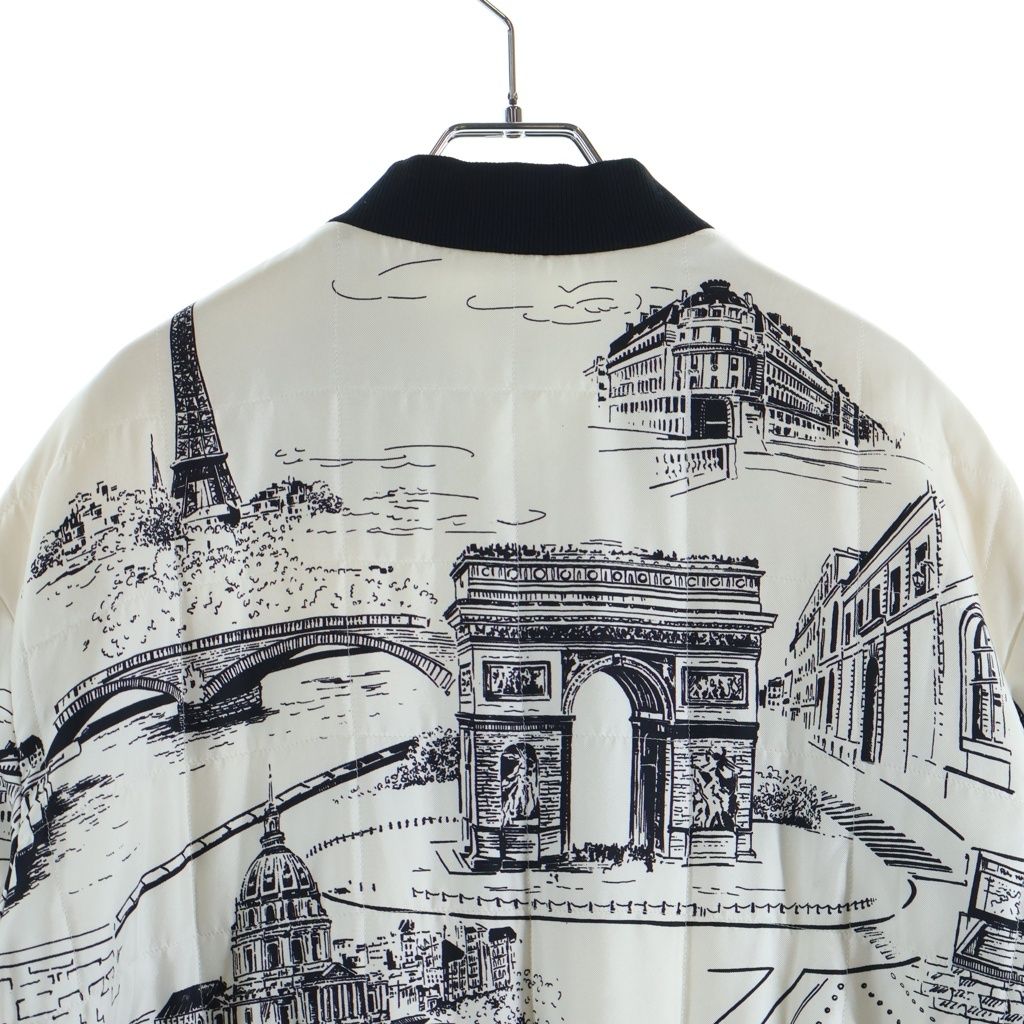 Celine Paris Monaco Landscape Pattern Reversible Jacket Zip Up White Black 38 — view 6