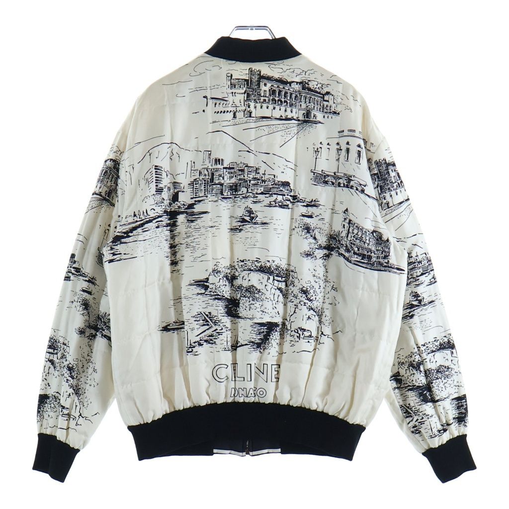Celine Paris Monaco Landscape Pattern Reversible Jacket Zip Up White Black 38 — view 4