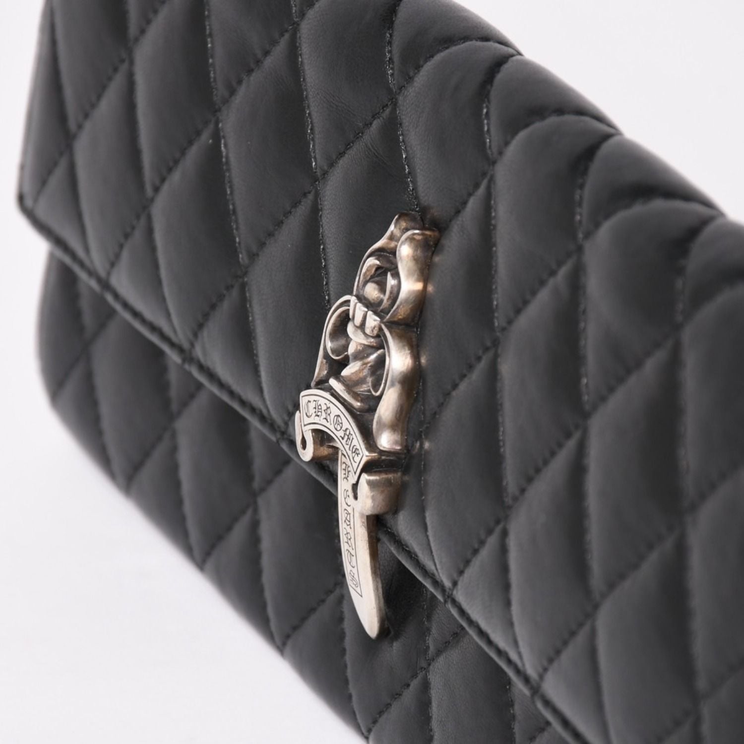 Chrome Hearts Dinner Clutch Large Dagger Matelasse Lambskin Black — view 7