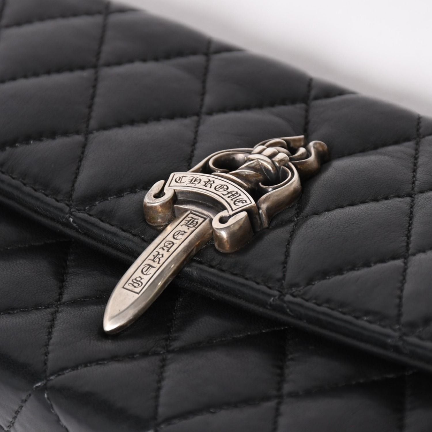 Chrome Hearts Dinner Clutch Large Dagger Matelasse Lambskin Black — view 8